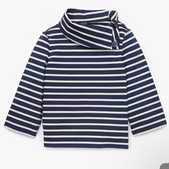 NWT Kate Spade Mainline Navy Blue and White‎ Striped Top Size Medium - Picture 5 of 12
